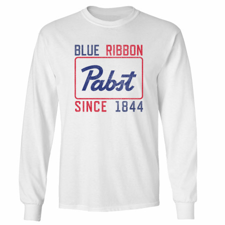 Pabst Blue Ribbon Since 1844 Retro Distressed Long Sleeve Shirt